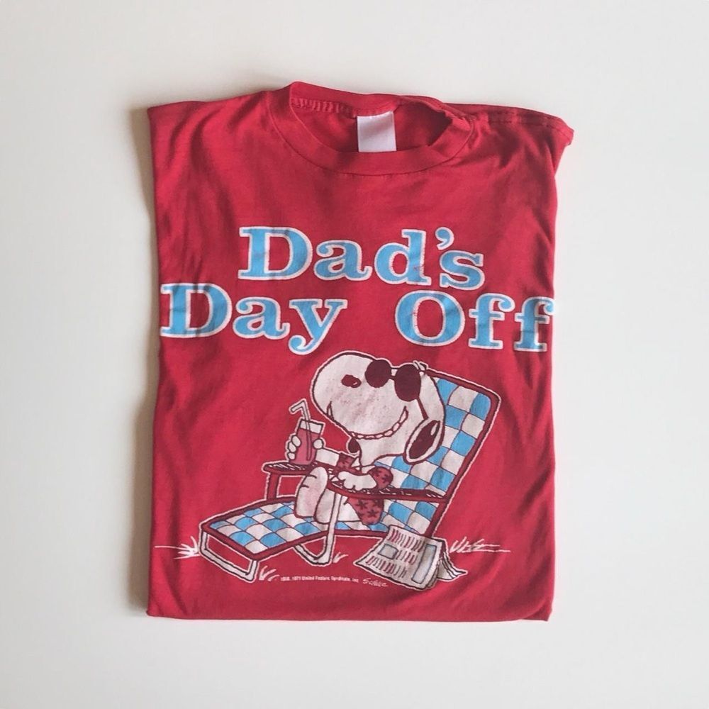 1971 Vintage Snoopy Dad's Day Off Single Stitch Cotton Shirt Medium Men’s